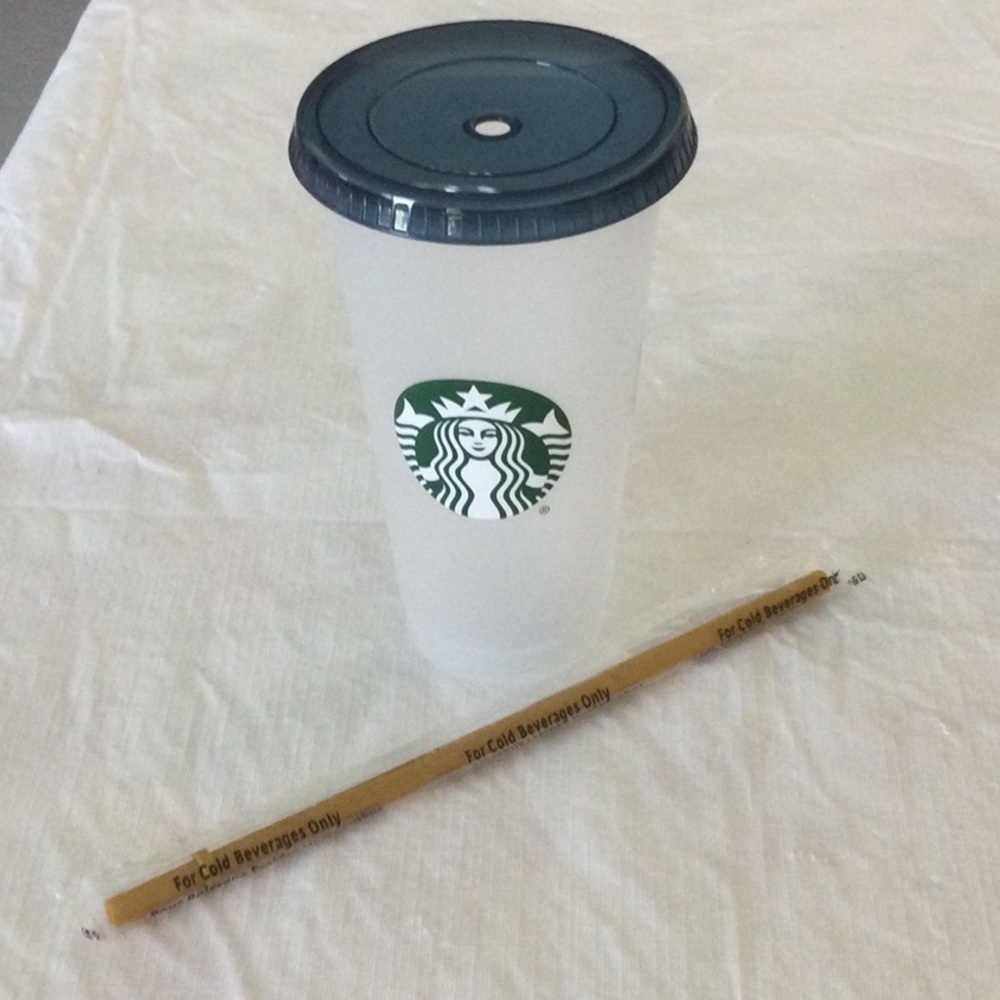5 Starbucks Frosted Cup with Black Lid